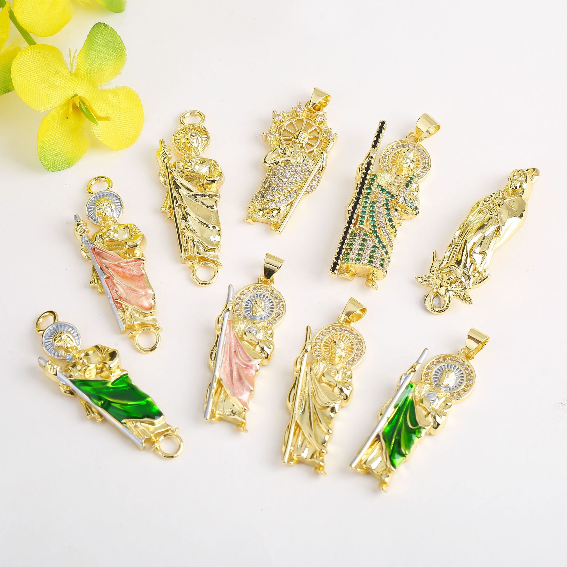 14k gold-plated oil drip pendant with micro-inlaid zircon Virgin Mary pendant diy accessory necklace pendant accessory pic 3