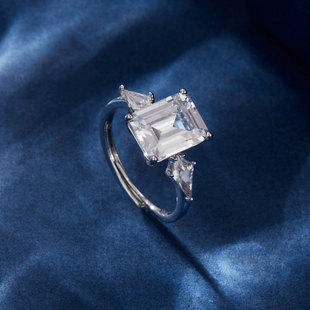 A niche and high-end round zircon open ring with adjustable colors in pink, yellow and white, a fashionable and versatile index finger ring pic 2