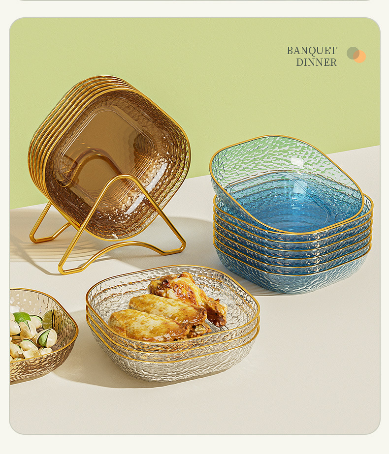 Bone-spitting plate, a home-use light luxury transparent small plate, food-grade table fruit and snack plate, the original manufacturer of bone-spitting plate pic 15