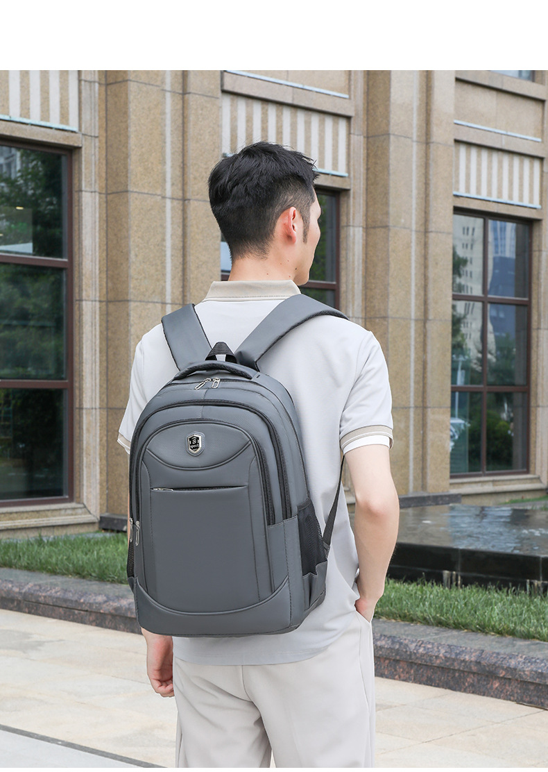 简约商务双肩包男士出行百搭多层旅行背包初高中学生多功能电脑包详情25