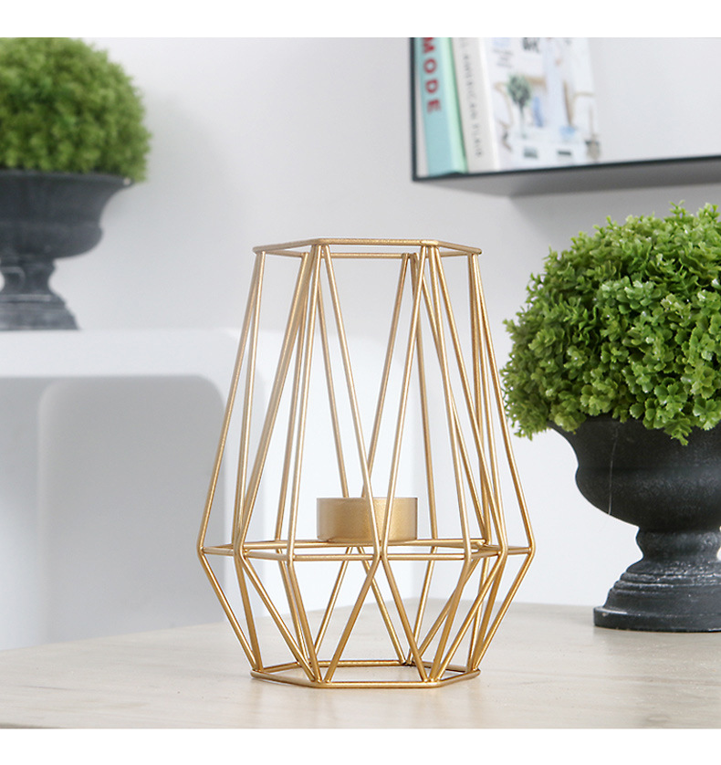 北欧ins风格金属烛台 简约现代金色铁艺蜡烛器皿 高级感西餐摆件 创意装饰蜡烛台详情14