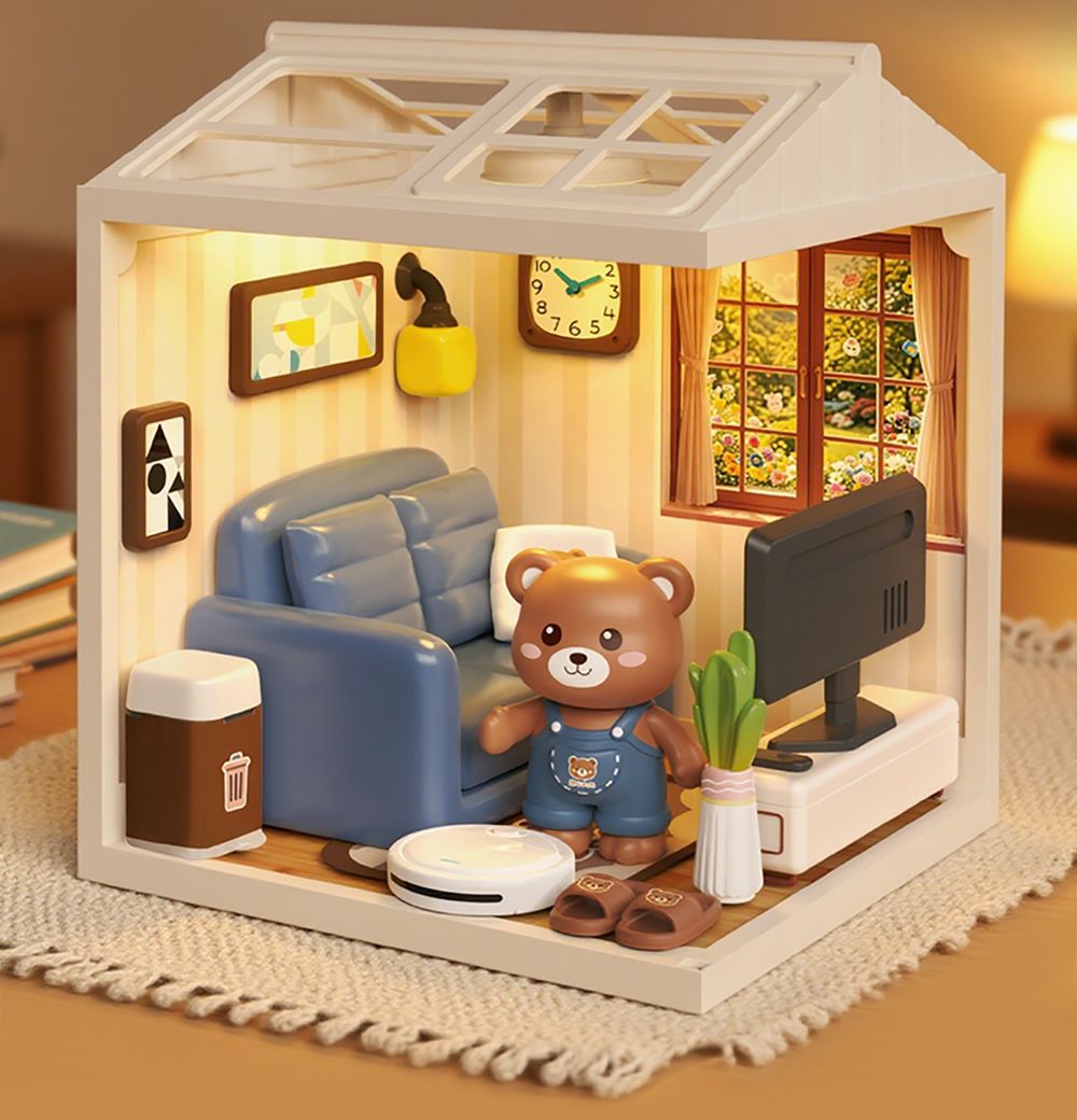 趣味DIY微景3D立体拼装仿真灯光卧室书房模型儿童玩具过家家餐厨具玩具详情5