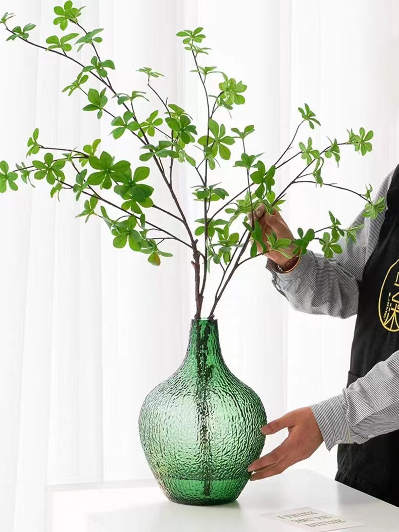 日式吊钟简约大肚子玻璃花瓶雪柳银柳百合水培马醉木鲜花花器摆件详情15
