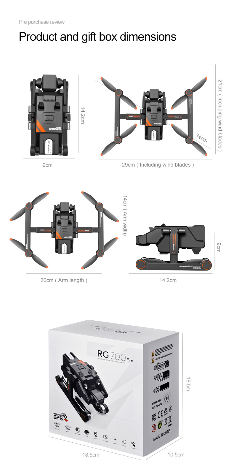 The cross-border new product RG700 quad-axis brushless unmanned aerial vehicle (UAV) for aerial photography, optical flow electronic speed regulation, GPS one-click return flight is for export pic 23