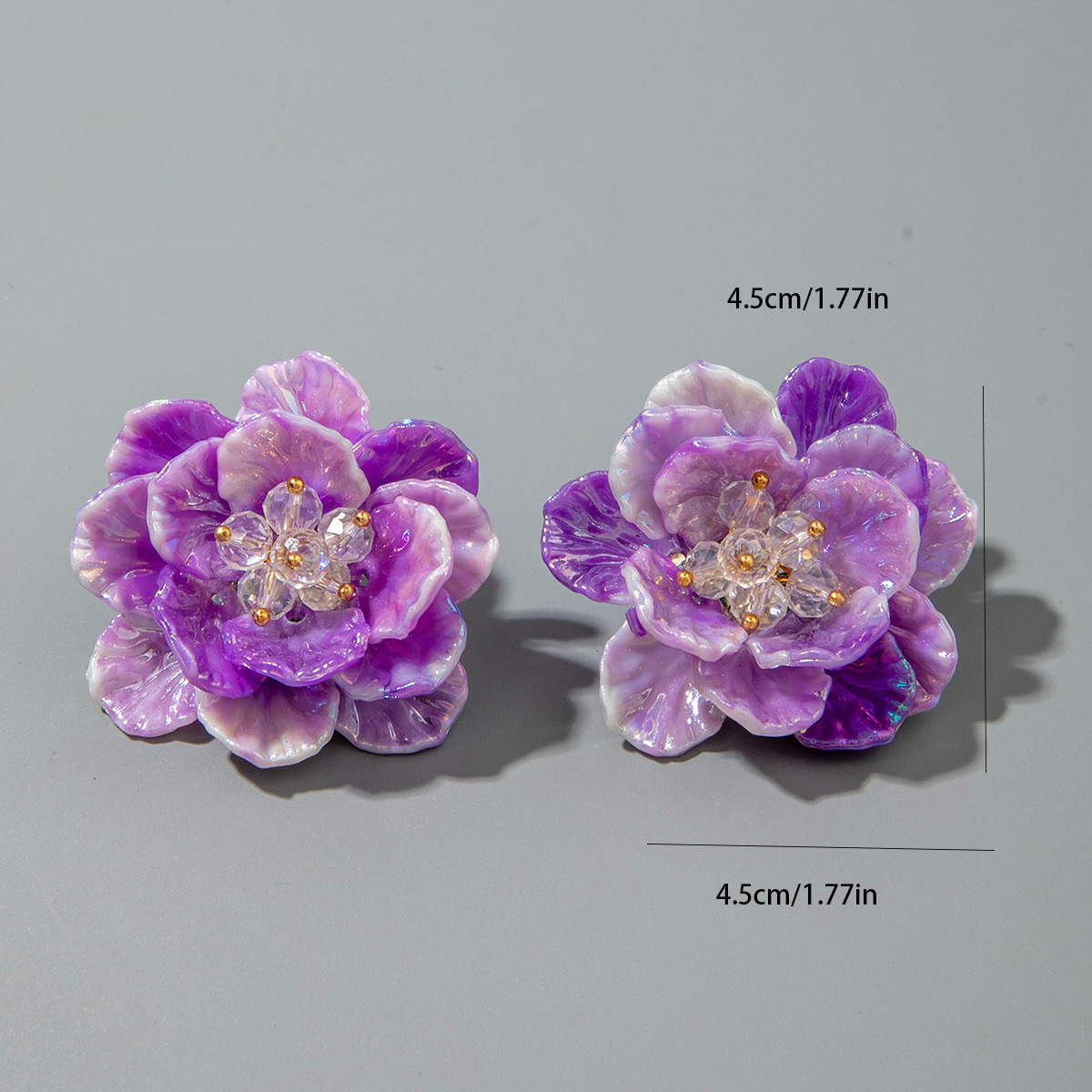 亚马逊跨境清新甜美彩色树脂花瓣花朵耳钉气质多巴胺 耳环耳饰女详情70