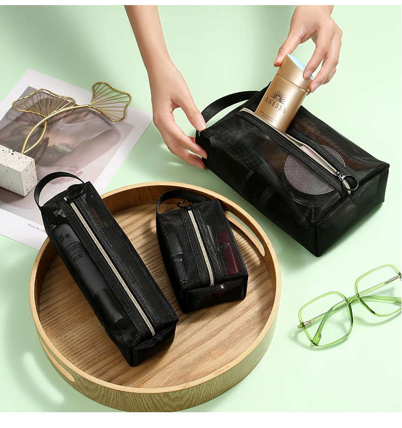 便携式手提化妆品收纳袋简约数据线收纳包贸易旅行网纱口红化妆包详情16