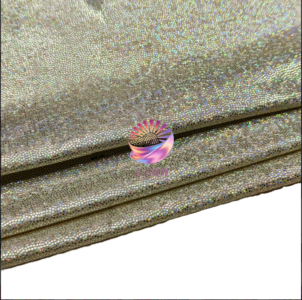 七彩镭射指纹烫金面料涤纶针织布料弹力演出服衣服玩具羽绒服详情16