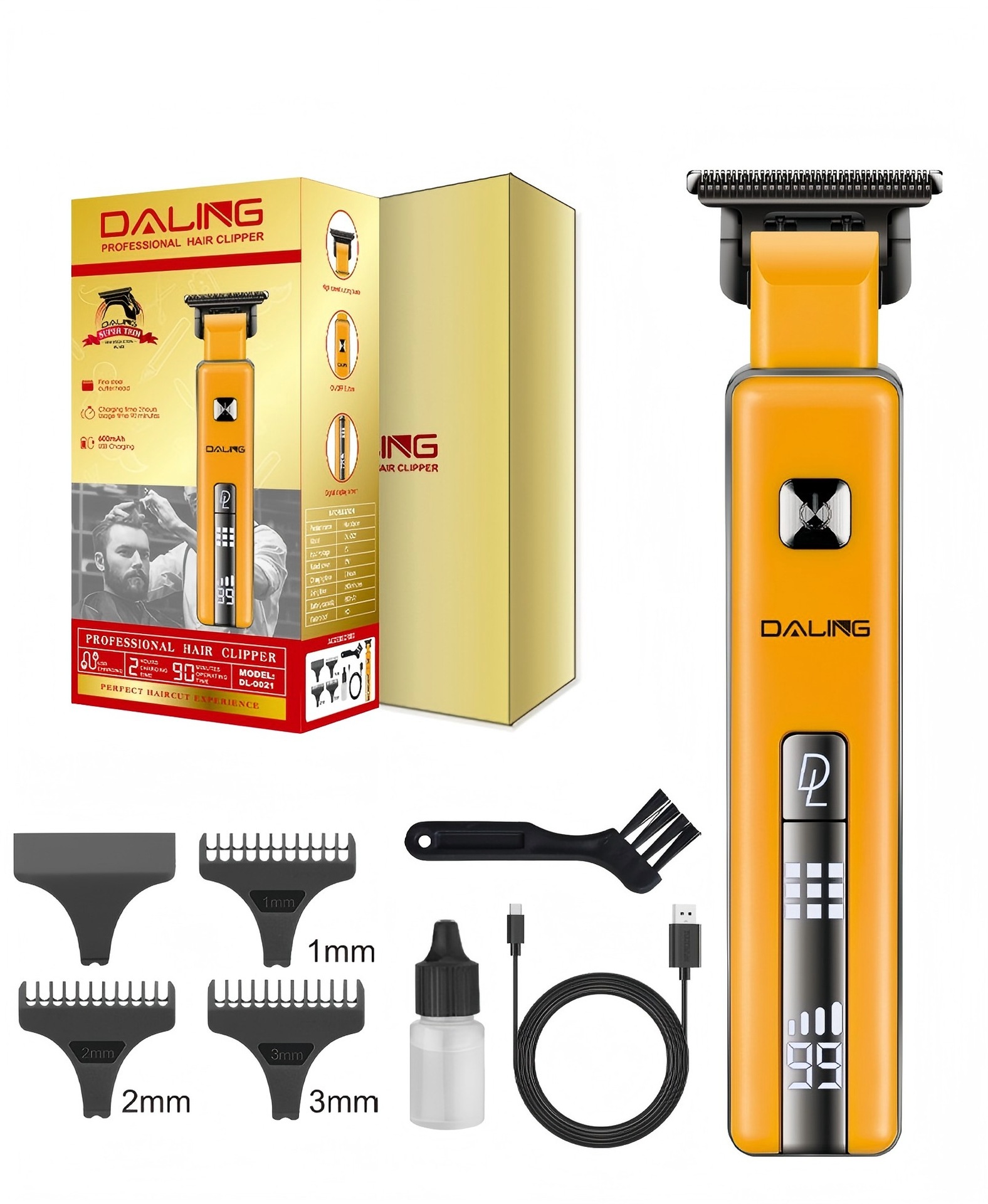 DALING 0021 Hair clipper with digital display USB charging oil head clipper for home hair salon engraving haircuts pic 11