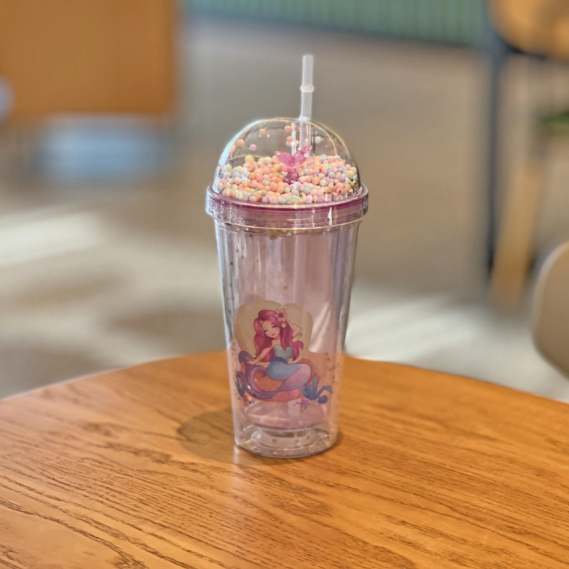 创意卡通美人鱼塑料吸管杯子夏日双层碎冰杯网红可爱塑料水杯批发详情11