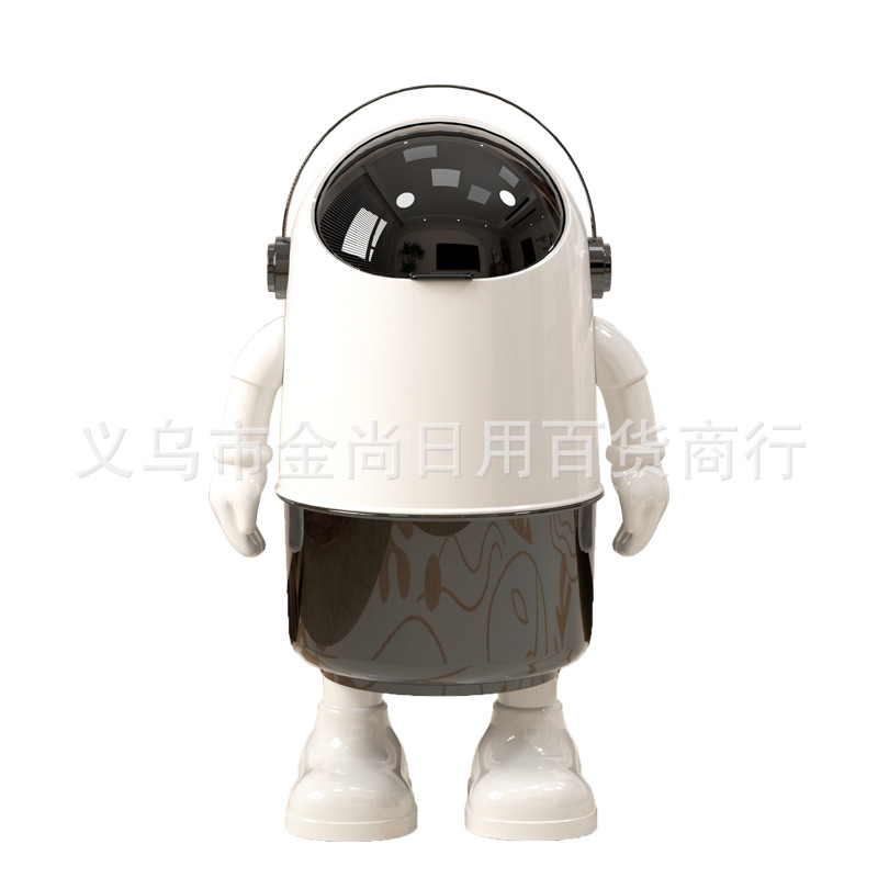 高颜值太空熊兔太空人垃圾桶家用客厅厨房卫生间轻奢翻盖垃圾桶详情8
