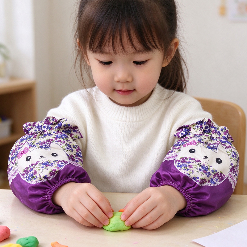 新款儿童袖套小男孩女童婴幼儿画画吃饭防脏学生写字袖筒卡通短款详情3