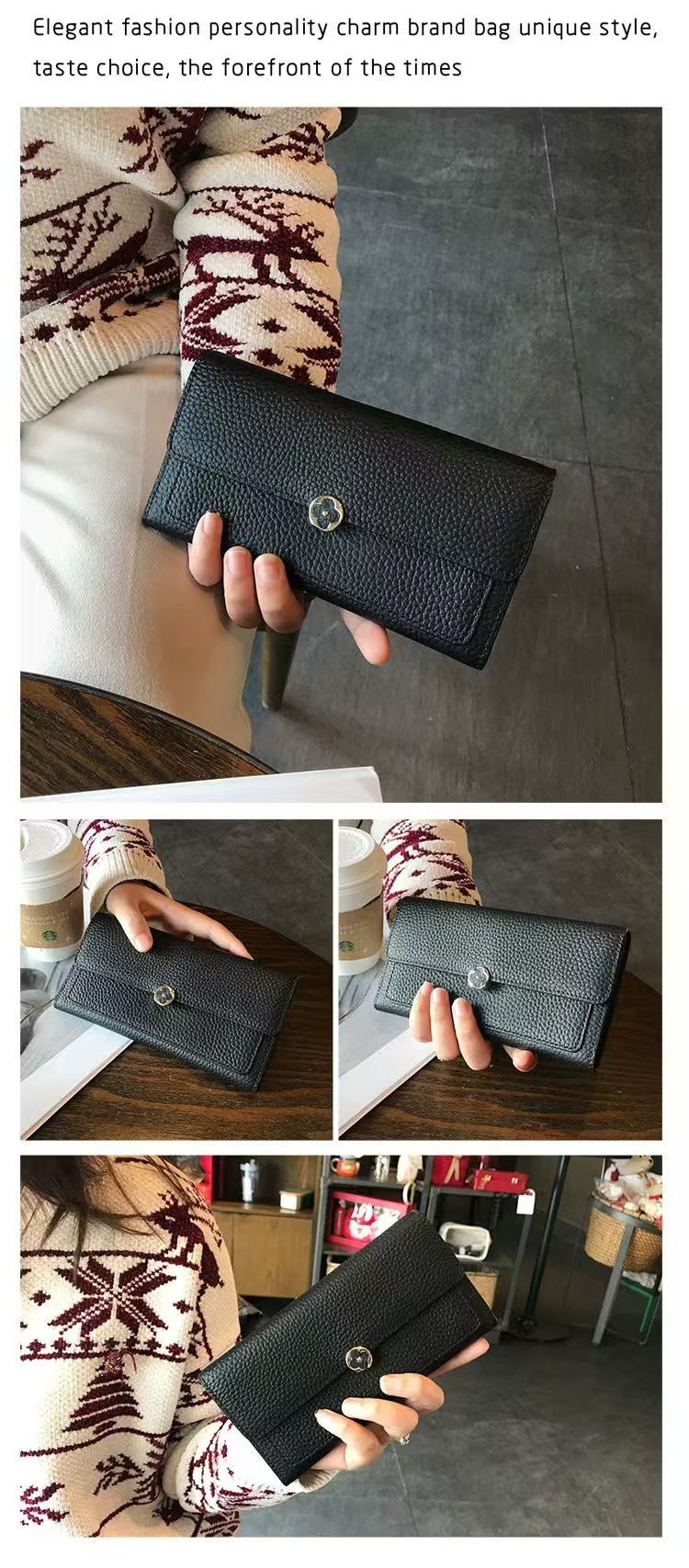 女士钱包2024新款全皮长款钱夹跨境头层牛皮女长夹真皮手拿包手包详情9