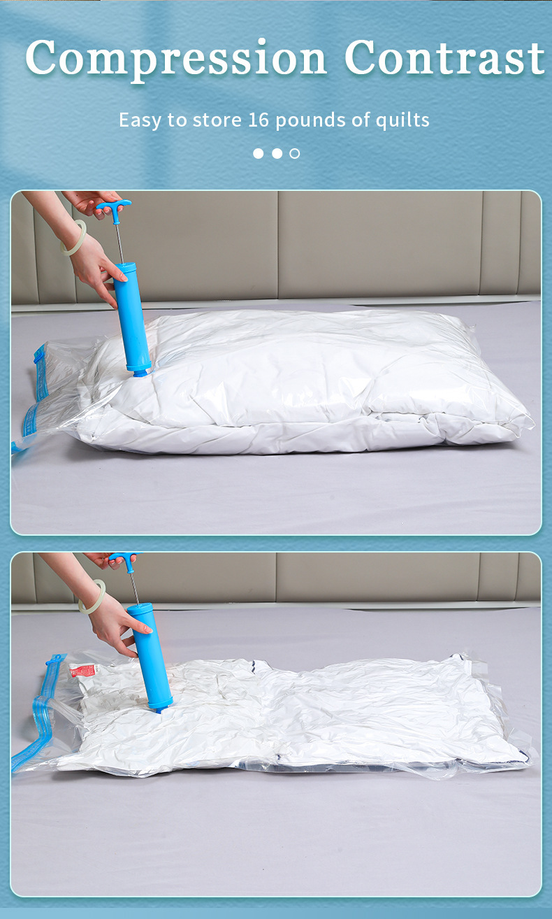 Transparent vacuum compression bag, seasonal clothing storage bag, clothes and quilt storage bag, hand roll, thickened explosion-proof zipper pic 4