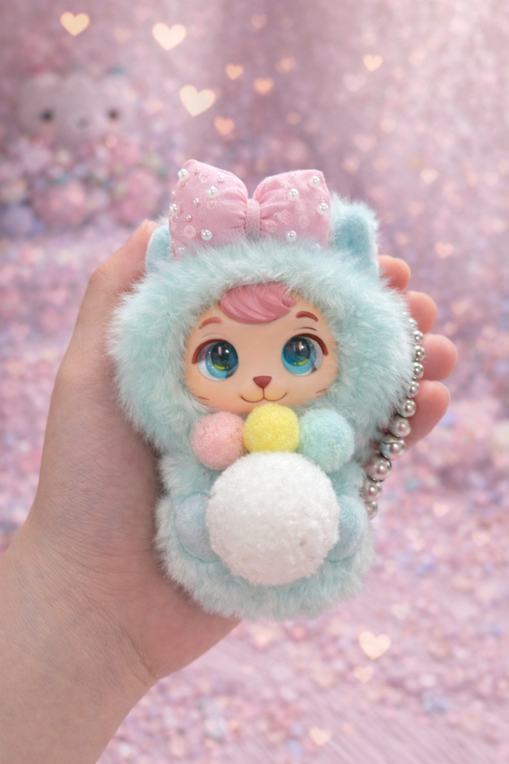 Original rubber face plush keychain pendant, plush doll figurine, birthday gift pic 6