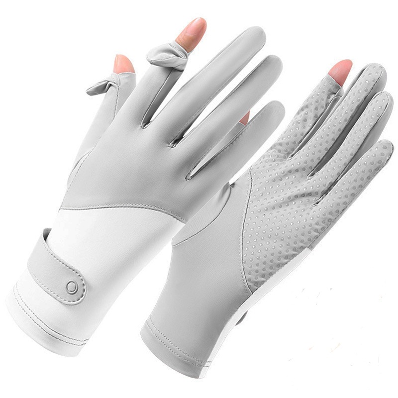 防晒手套女防紫外线 冰丝夏季户外骑行开车薄款 防滑漏二指手套详情7