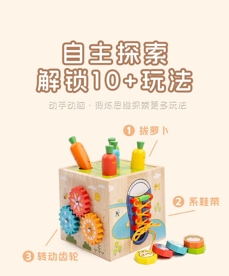 十合一游戏盒儿童木质蒙氏早教形状配对颜色认知益智玩具投币盒详情3