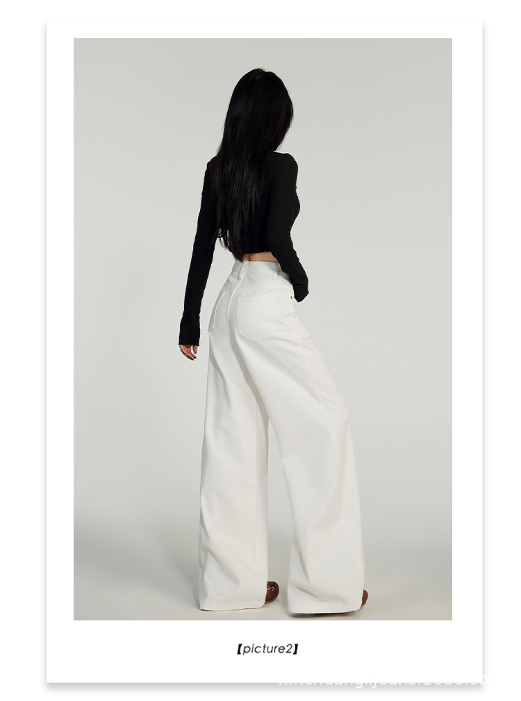 新塘牛仔之都新款白色牛仔裤女夏季宽松阔腿2025高腰显瘦春季垂感详情6