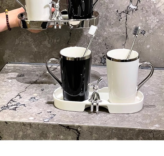Mouthwash cup, couple brushing cup, light luxury high-end ceramic household dental cup, washbasin cup, high-end toothbrush cup pic 11