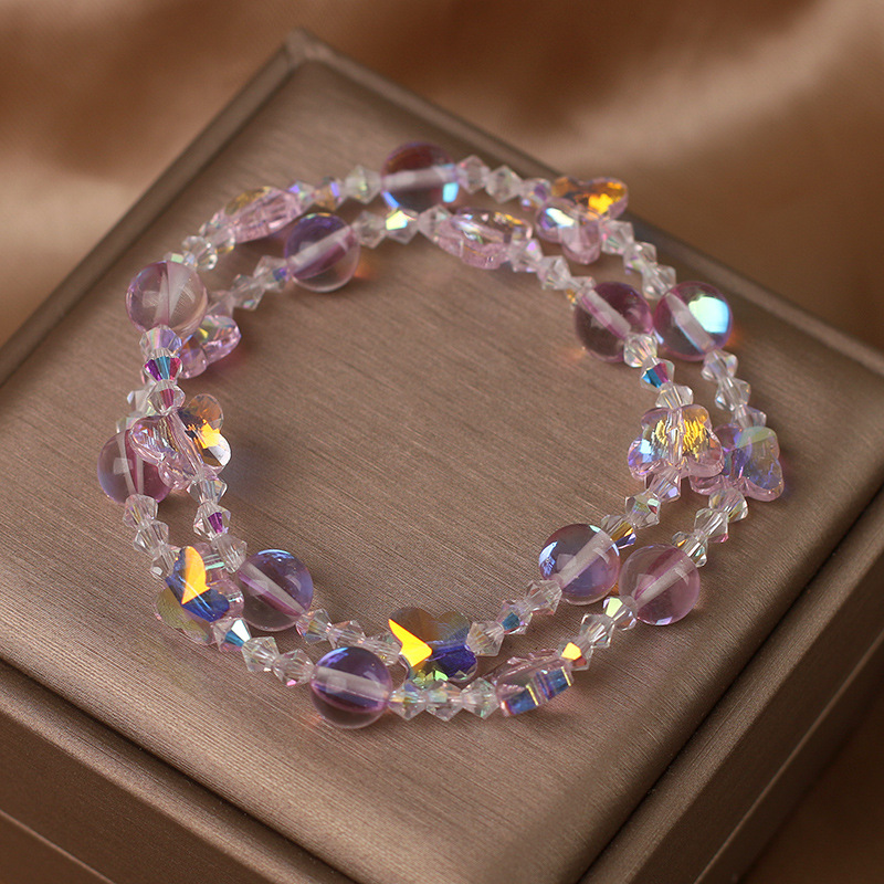 儿童水晶手链女童轻奢小众蝴蝶串珠手串学生闺蜜手环女孩生日礼物详情11