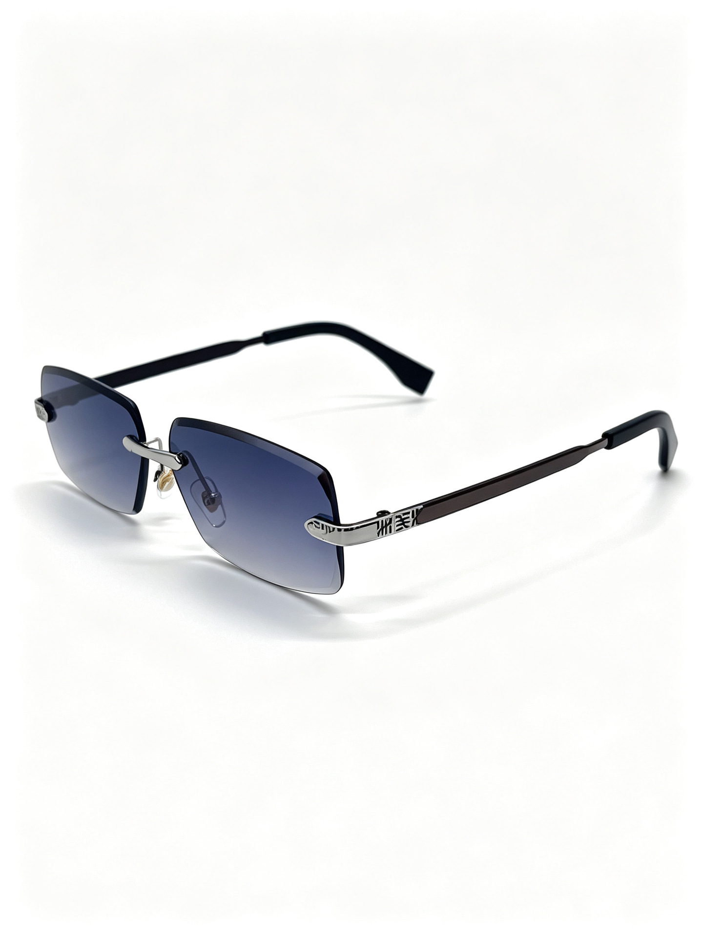 New frameless trimmed sunglasses with metal engraved temple, high-definition gradient UV protection, suitable for both men and women pic 9