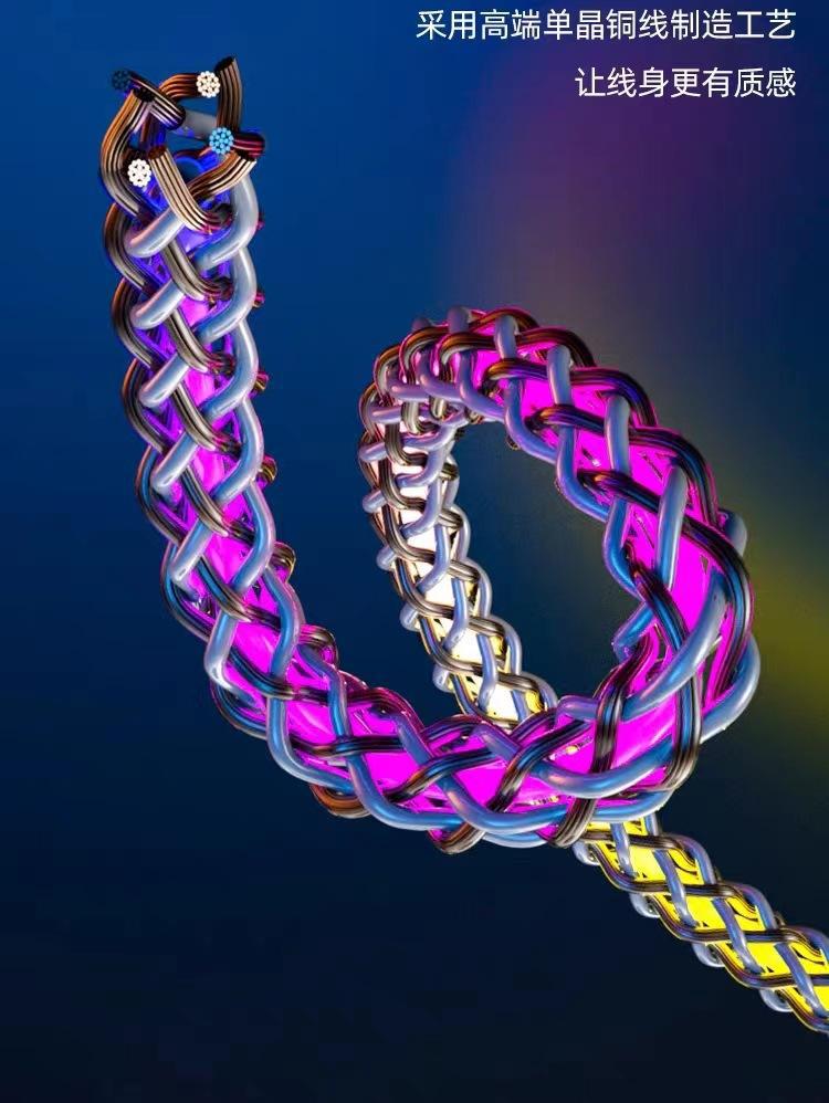 数据线炫彩RGB一拖三流光66w车载呼吸灯线渐变超级快充手机充电线详情21