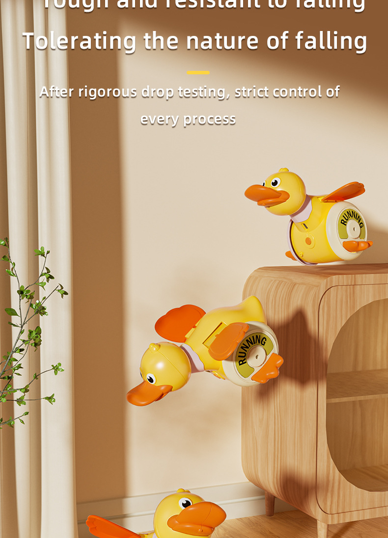 2025跨境电动万向旋转鸭儿童萌趣声光转转鸭小宝宝引导学爬玩具鸭详情17