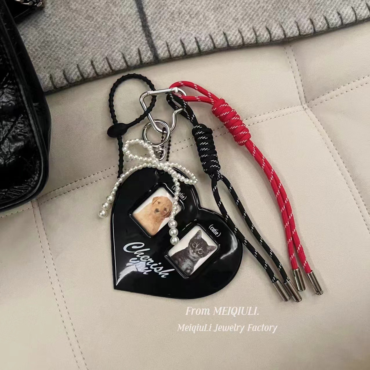 This is the same style baseball bag woven rope pendant as the Instagram blogger, featuring a high-end MIU series bag hanging rope and keychain decoration pic 45