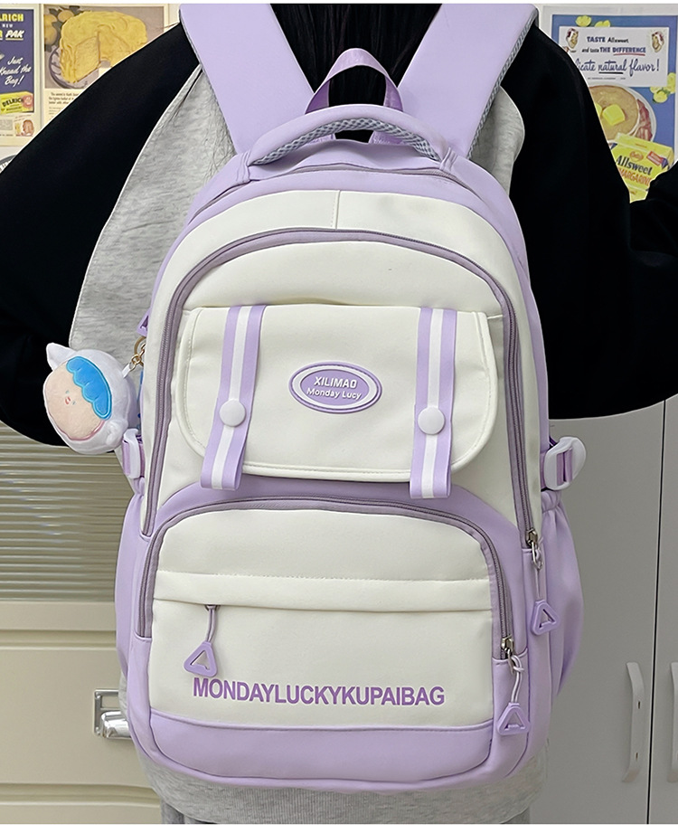 2024新款初高中学生书包小背包撞色小学生旅游出行背包简约双肩包详情6