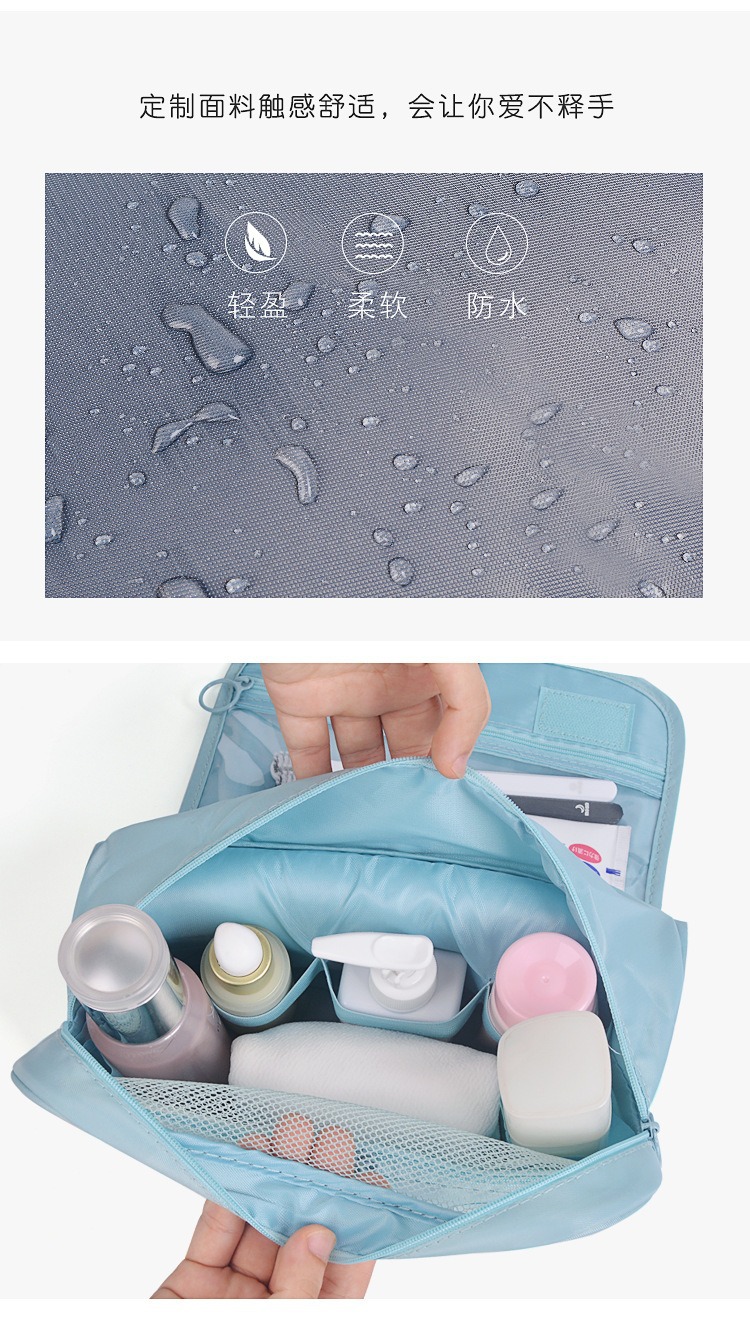 Dry-wet separation hook toiletry bag, portable travel storage bag, large capacity Oxford cloth toiletry bag for cross-border use pic 7