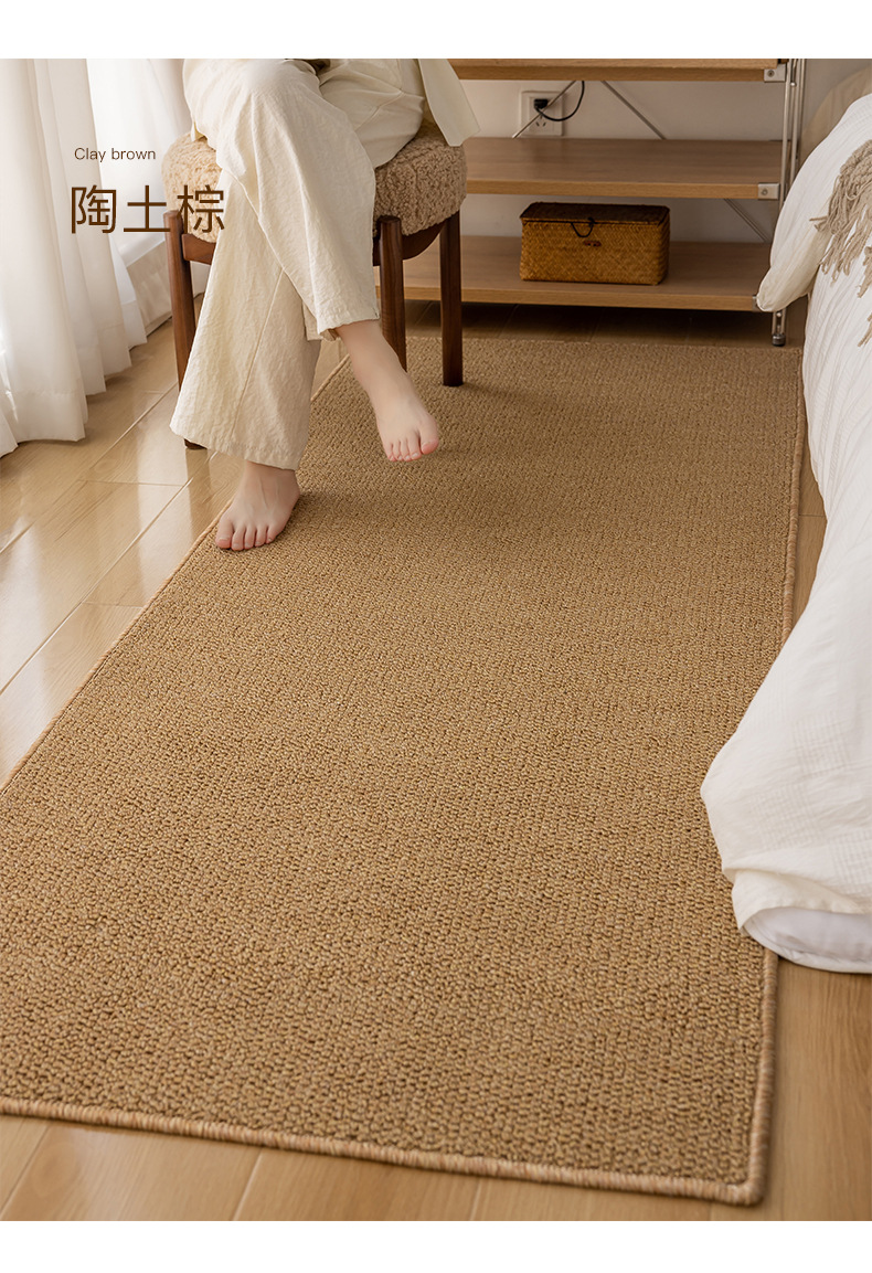 Cream-style solid-color bed carpet for the bedroom, imitation fencing to prevent cat scratches, photo studio, soundproof, thickened woven floor mat pic 33