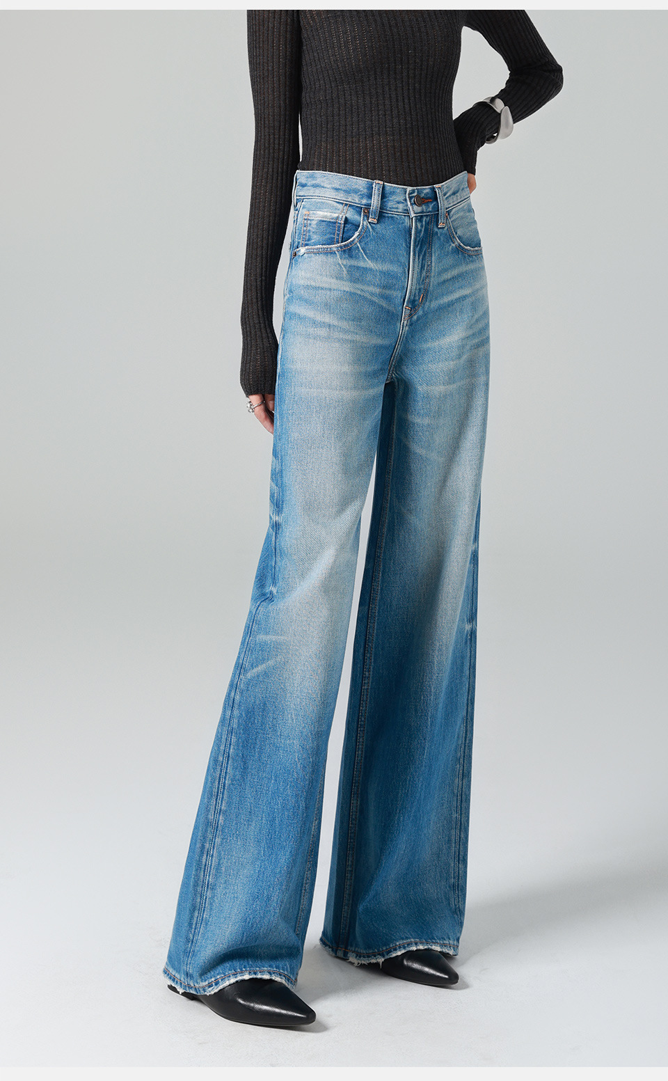 Washed denim/high-waisted jeans for women, loose, wide-leg straight-leg pants with a laid-back and relaxed look, new Spring 26 style, slimming pic 24