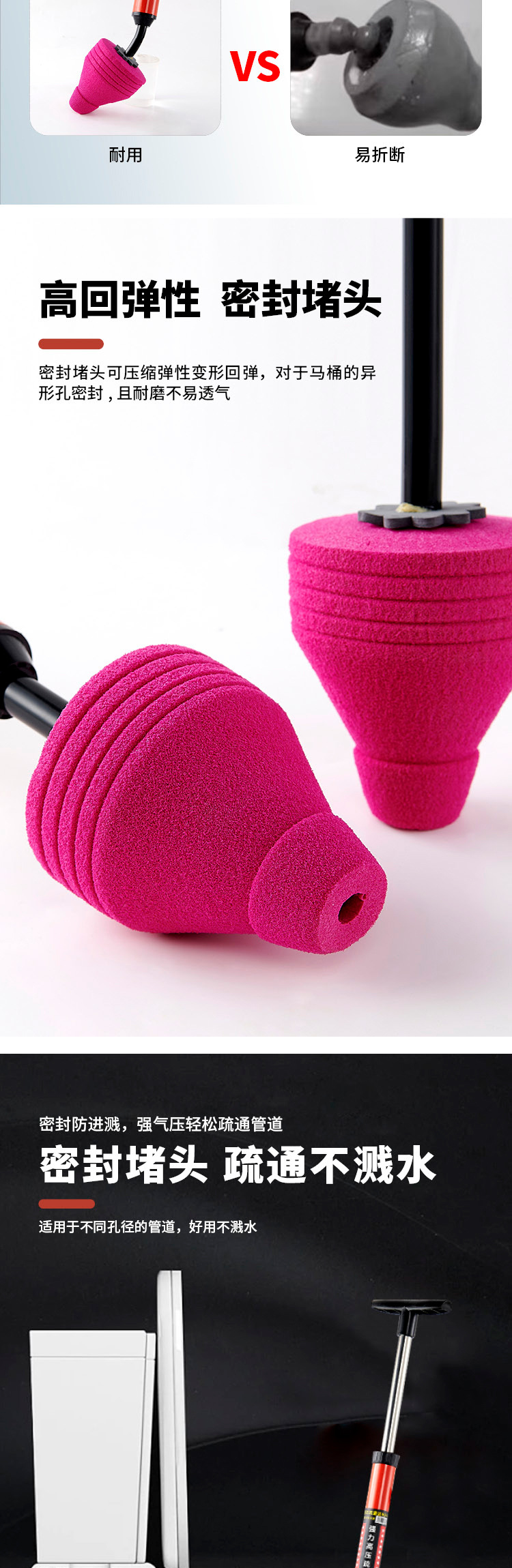 一炮通马桶疏通器马桶堵塞了强力吸盘皮搋子专用通坐便工具神器详情3