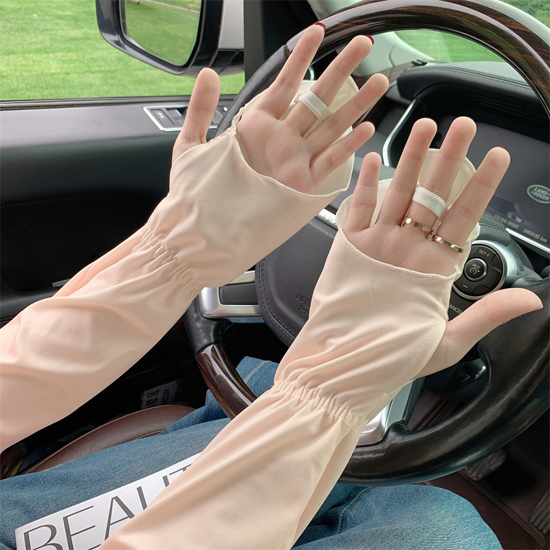 Gradient color ice sleeve sun protection for women, summer thin UV-resistant sleeve sleeves, long ice silk hand sleeves, arm guards, driving gloves, trendy pic 13