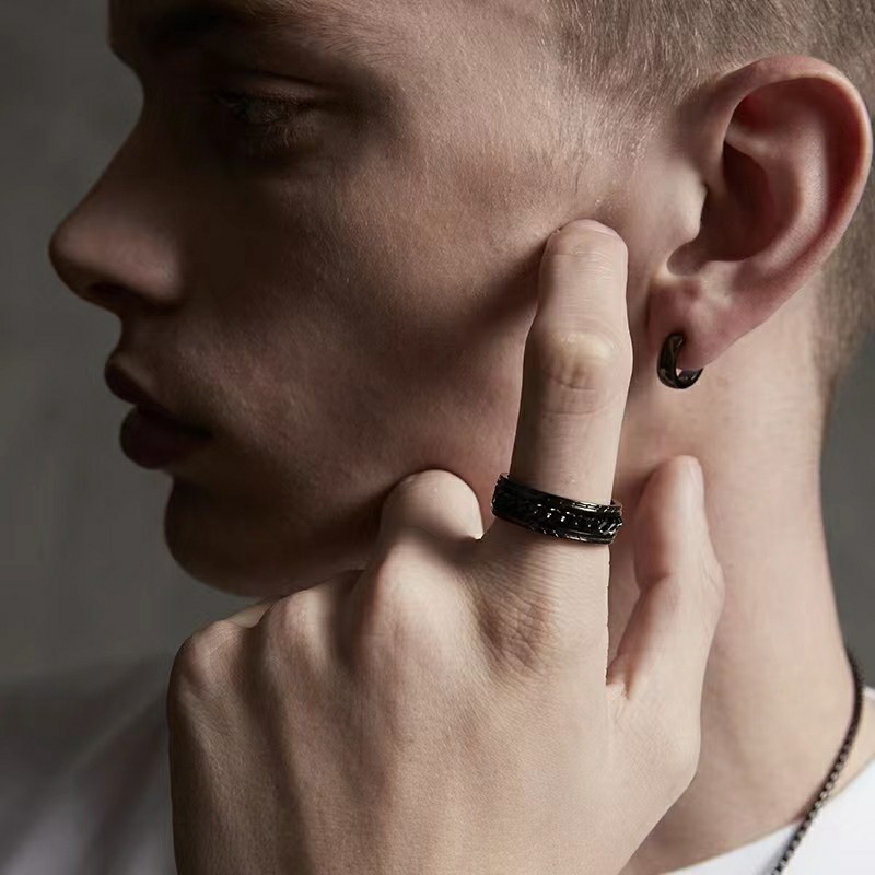 Wholesale of new 6-piece sets of jewelry from Amazon in Japan and South Korea, including chain-rotating titanium steel rings and stress-relieving rotating hand rings pic 6