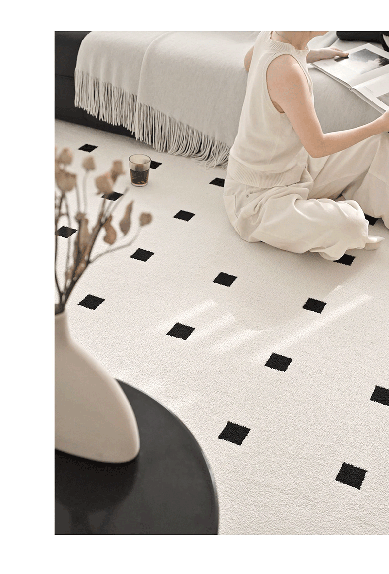 Waterproof diatom silk carpet for the living room, dirt-resistant in autumn and winter, Italian style, light luxury and high-end. Plain carpet in cream style for the bedroom pic 18