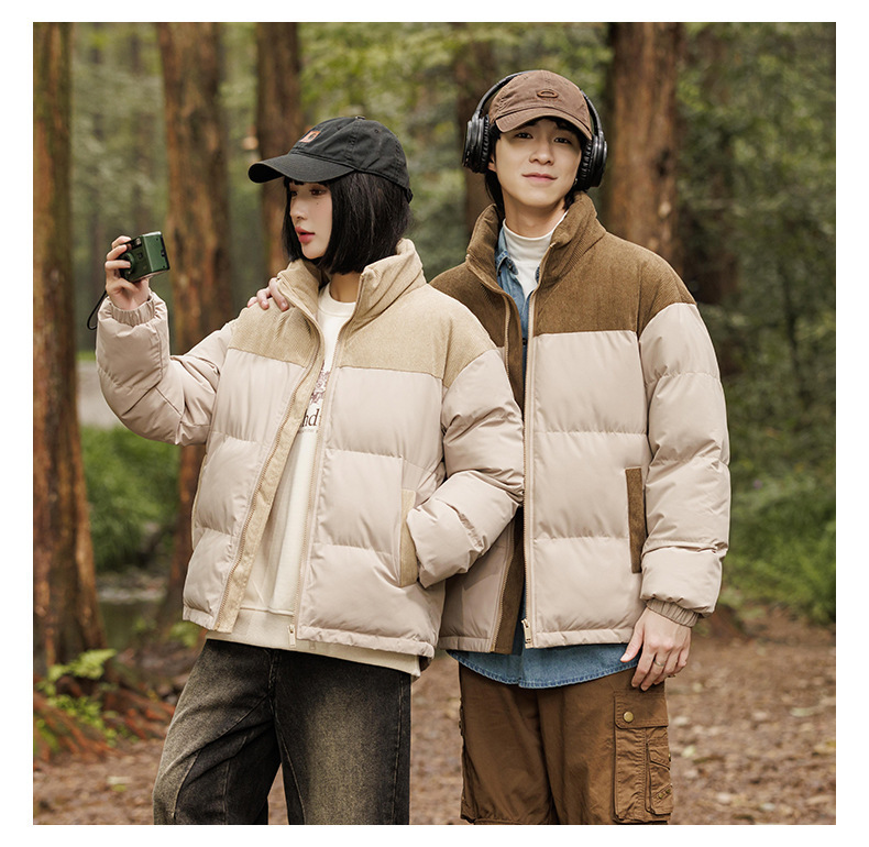 New winter fleece cotton-padded jackets for both men and women, thickened and warm cotton-padded jackets, couple bread jackets, and trendy color-blocked cotton-padded jackets pic 20