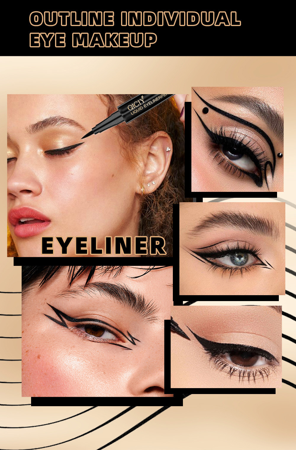 【 Cross-border Exclusive 】QICIY eyeliner Pen Waterproof, non-smudging, genuine eyeliner liquid pen, Quick-drying silkworm pen wholesale pic 8