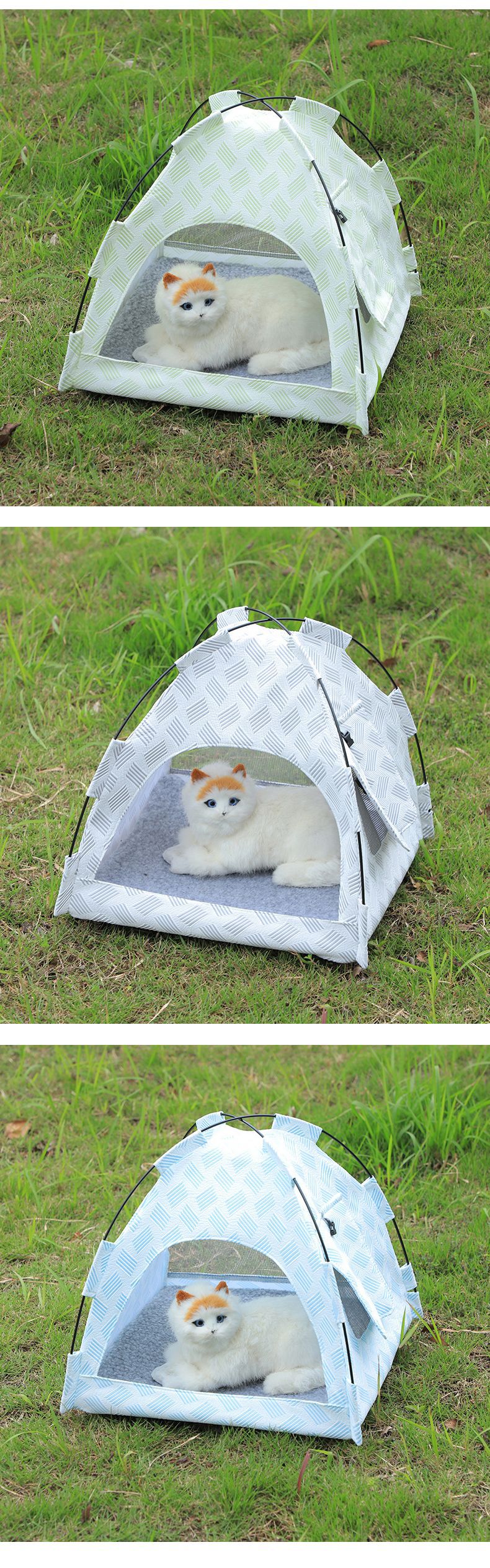 戎咖宠物跨境亚马逊宠物帐篷外出便携可折叠猫狗窝简约纯色透气舒适宠物床详情11