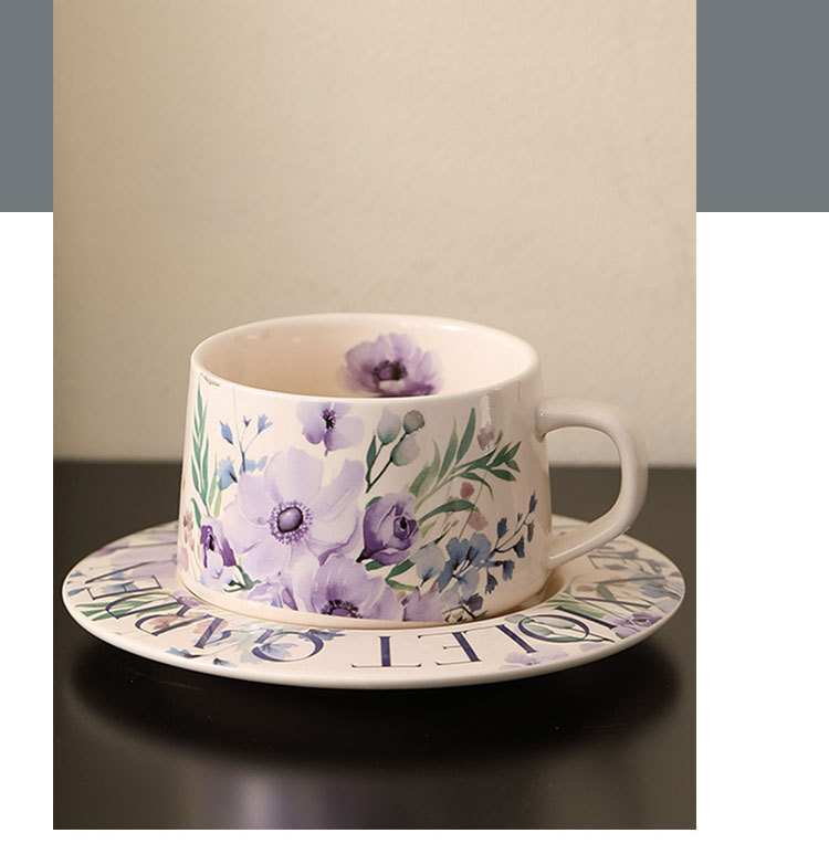 Retro rose coffee cup and saucer set, afternoon tea tea cups, household high-appearancelevel latte art designer, Internet celebrity mugs pic 8