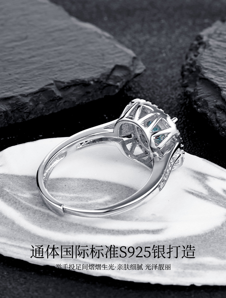 Zhuoheng Select S925 pure silver, light luxury, full diamond, a new Mosang ring with a small cube of sugar, a bestseller on the Internet pic 8