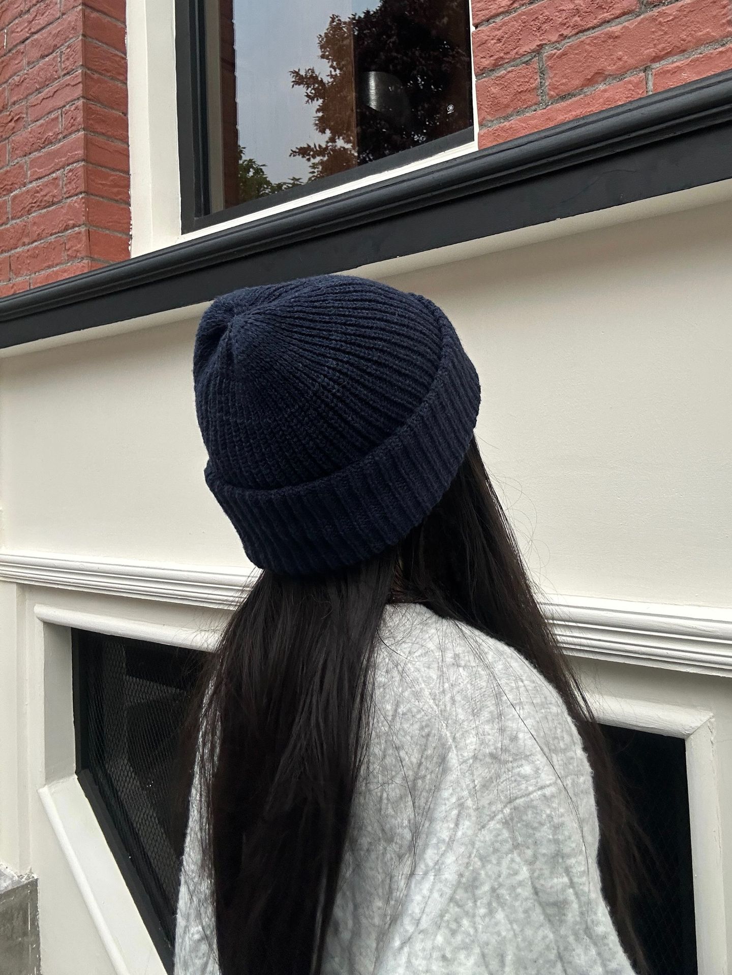 Autumn and winter versatile fabric label knitted cap, thickened headband to show off face, small woolen cap for cold protection and warmth, ear-protecting headband, cold cap pic 4