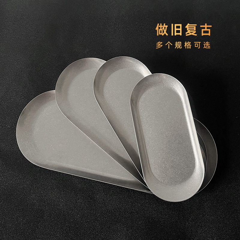 Retro 304 stainless steel golden oval plate, commercial towel plate, ins jewelry plate, dessert tray, snack plate pic 2