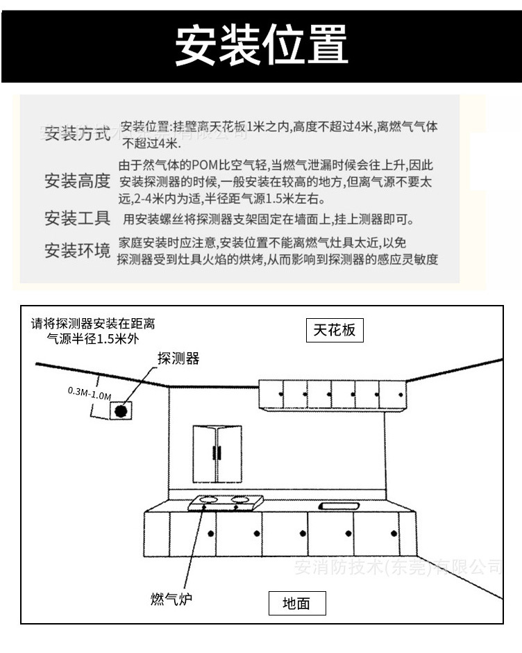 餐馆燃气报警器家用厨房煤气探测器液化气天然气防泄漏检测探测器详情20