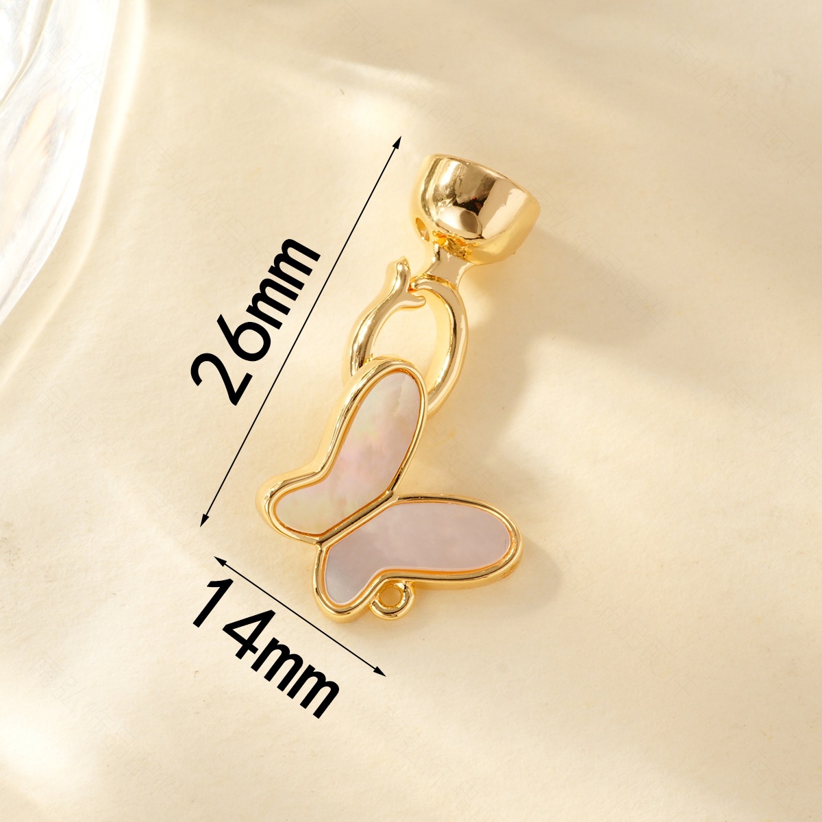 White shell butterfly necklace clasp, copper-plated with real gold, high color retention and high-end feel, DIY jewelry necklace clasp pic 4