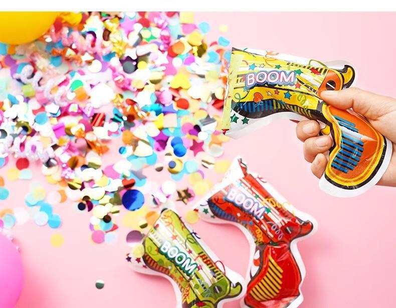 Inflatable firework guns, birthday decoration, scene arrangement, party atmosphere, ribbons, small firework cannons, tinplate guns, Christmas spray tubes pic 8