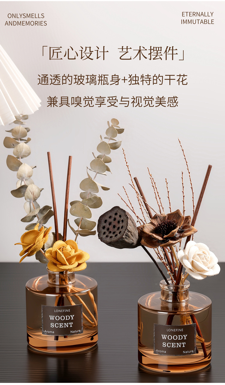 Coffee-colored autumn dried flower Diffuser, flameless diffuser, rattan fragrance, home, export, cross-border fragrance pic 3