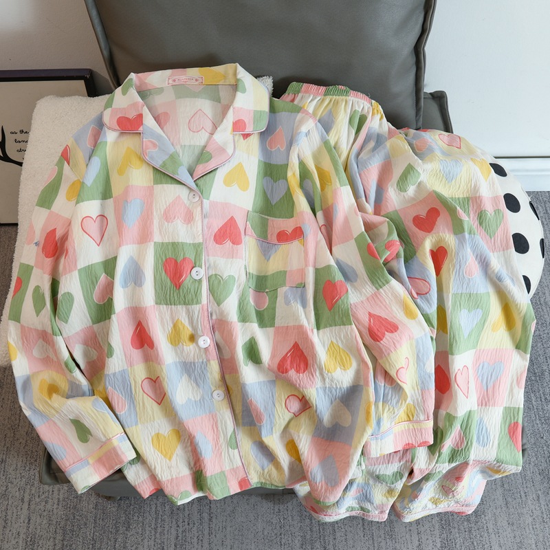 Cute cartoon mikko pajamas for girls in spring and autumn, cloud cotton long-sleeved, sweet student and Internet celebrity home wear set for summer pic 38
