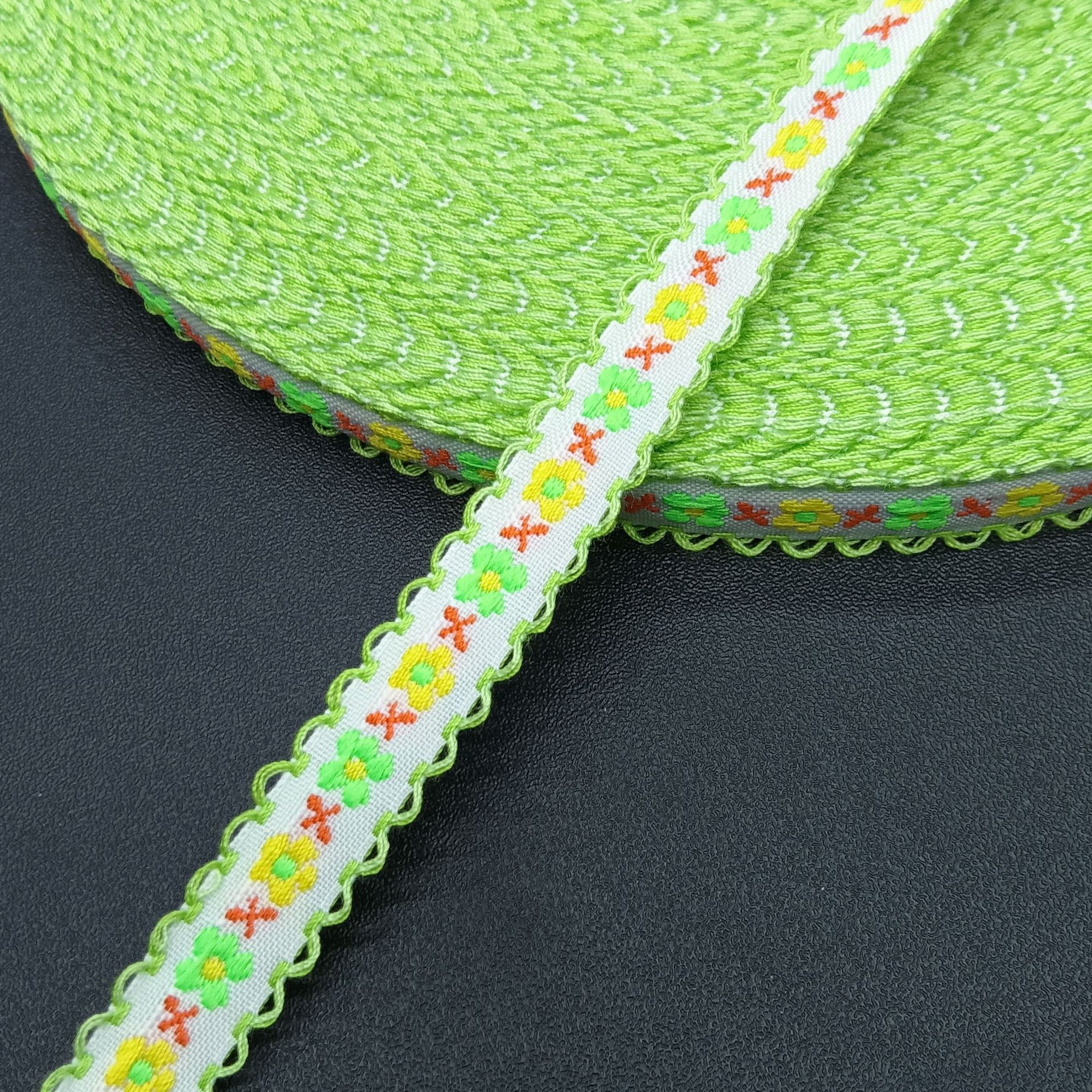 现货名族风提花织带沟边锁边彩带服装辅料1CM2CM宽名族带波浪边带详情9