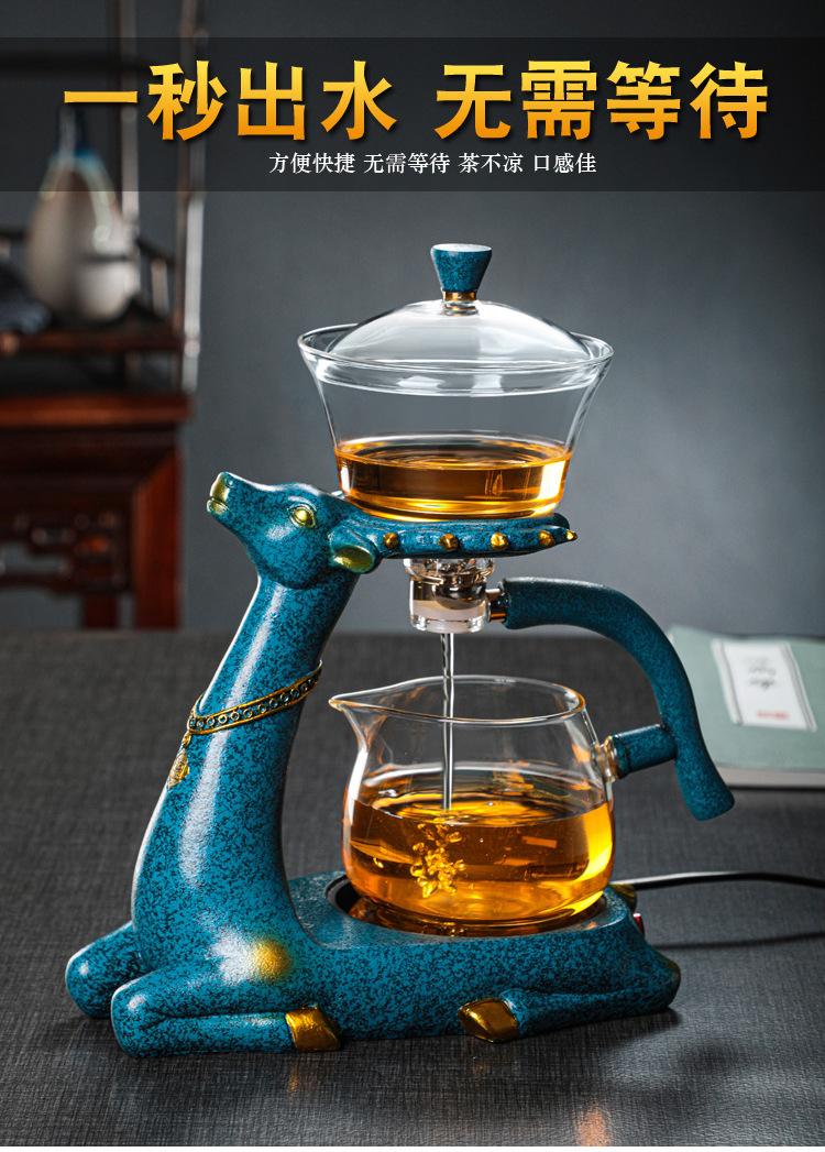 Wholesale of fully automatic glass creative tea infusers for Gongfu tea sets, household simple and lazy tea brewing sets and teapot sets pic 11