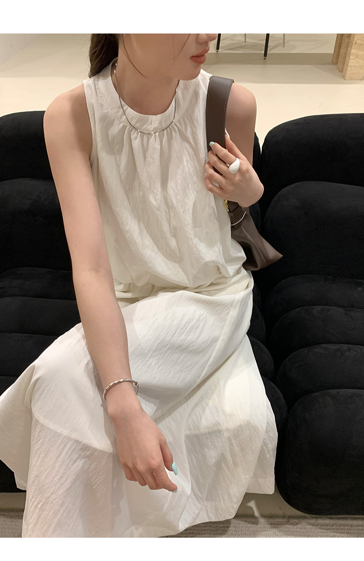 十三行日落女装夏季两件套女高级感度假风无袖挂脖上衣套装裙9251详情2